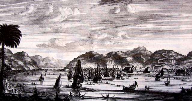 The bay of Ambon, with Victoria castle